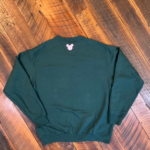 J’adore Disney Sweatshirt Women’s LG Forest Green Pink Lettering Mickey Graphic - Picture 3 of 6